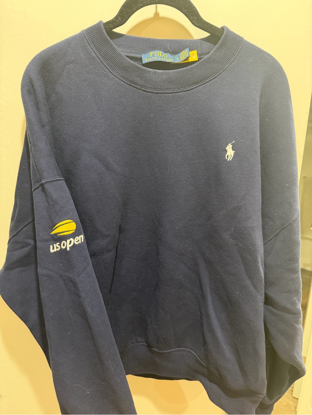 Polo by Ralph Lauren Navy Crewneck Sweatshirt with US Open Sleeve Logo
